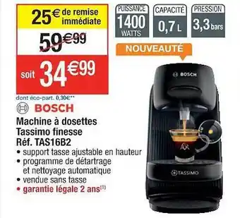 Cora x Carrefour Machine à dosettes tassimo finesse bosch offre