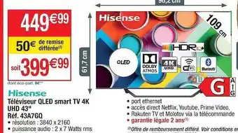 Cora x Carrefour Téléviseur qled smart tv 4k uhd 43 offre