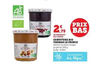 Hyper U Confiture bio thomas le prince offre