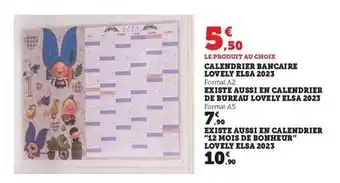 Hyper U Calendrier bancaire lovely elsa 2023 existe aussi en calendrier de bureau lovely elsa 2023 existe aussi en calendrier offre