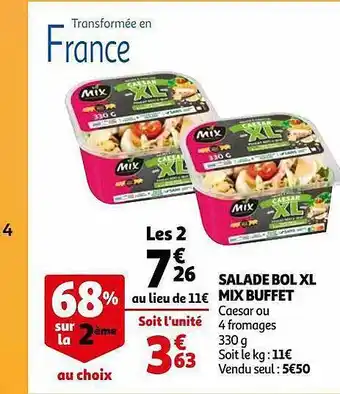 Auchan Salade bol xl mix buffet offre
