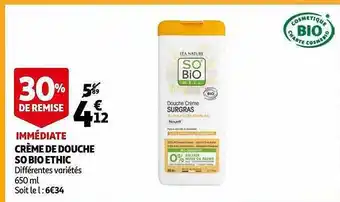 Auchan Crème de douche so bio éthic offre