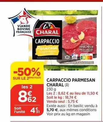 Bi1 Carpaccio parmesan charal offre