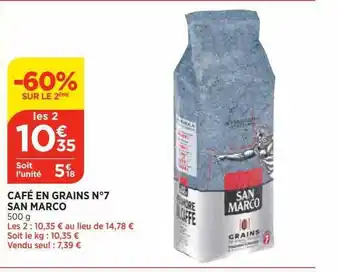 Bi1 Café en grains n°7 san marco -60% sur le 2ème offre