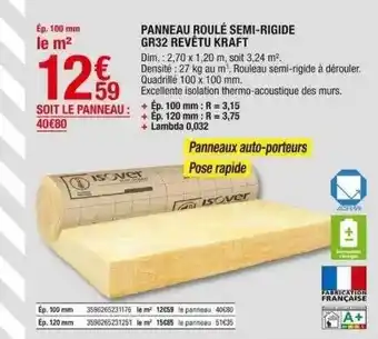 Brico Dépôt Panneau roulé semi-rigide gr32 revêtu kraft offre