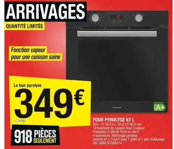 Brico Dépôt Four pyrolyse 67 l offre