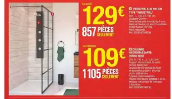 Brico Dépôt Paroi walk-in 100 cm type offre