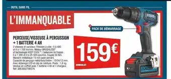 Brico Dépôt Perceuse-visseuse à percussion + 1 batterie 4 ah erbauer offre
