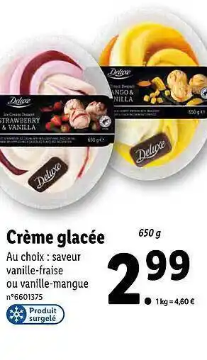 Lidl Crème glacée deluxe offre