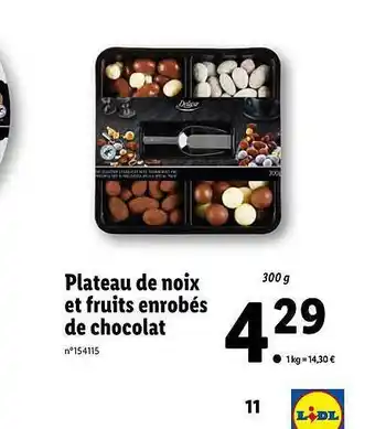 Lidl Plateau de noix et fruits enrobés de chocolat deluxe offre
