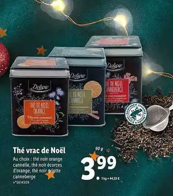 Lidl Thé vrac de noël deluxe offre