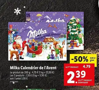 Lidl Milka calendrier de l'avent offre