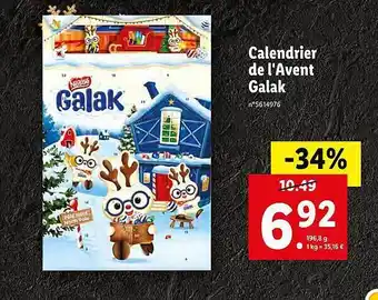 Lidl Calendrier de l'avent galak offre