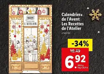 Lidl Calendrier de l'avent les recettes de l'atelier offre