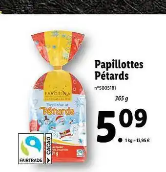 Lidl Papillotes pétards favorina offre