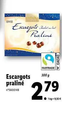 Lidl Escargots praliné favorina offre