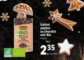Lidl Vahiné pépites au chocolat noir bio offre