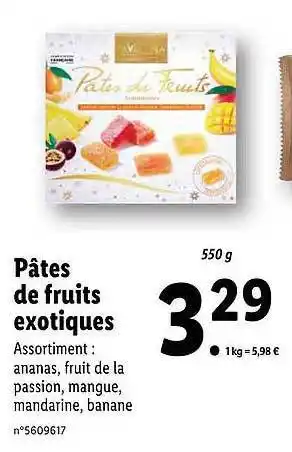 Lidl Pâtes de fruits exotiques favorina offre