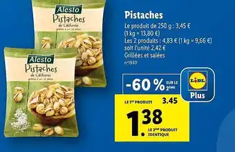Lidl Pistaches alesto offre