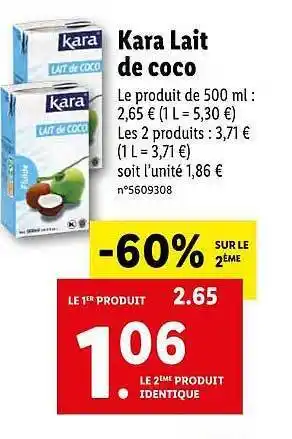 Lidl Kara lait de coco offre