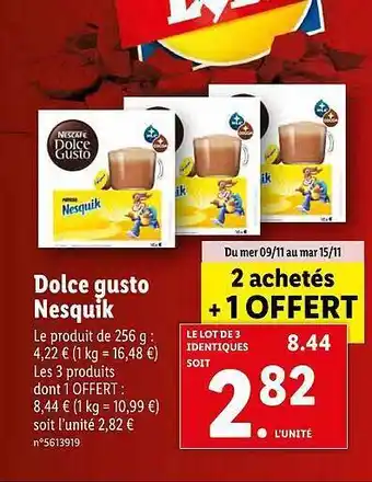 Lidl Dolce gusto nesquik offre