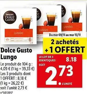 Lidl Dolce gusto lungo offre