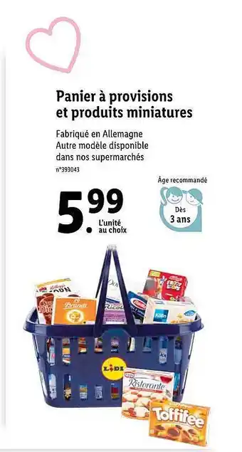 Lidl Panier à provisions et produits miniatures offre
