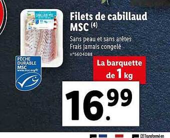 Lidl Filets de cabillaud msc offre