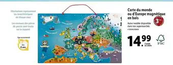Lidl Carte du monde ou d'europe magnétique en bois offre