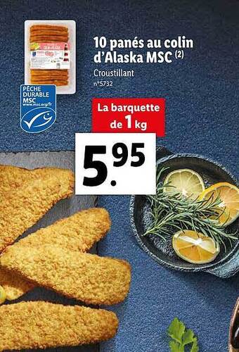 Lidl 10 panés au colin d'alaska msc offre