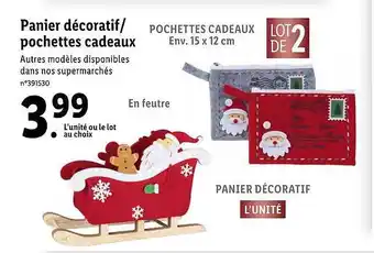 Lidl Panier décoratif-pochettes cadeaux offre