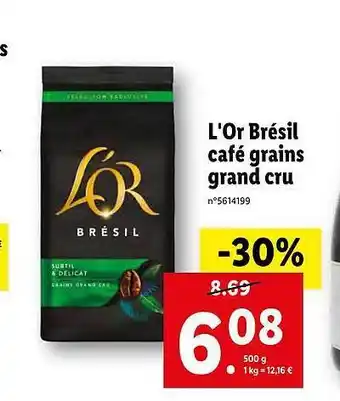 Lidl L'or brésil café grains grand cru offre