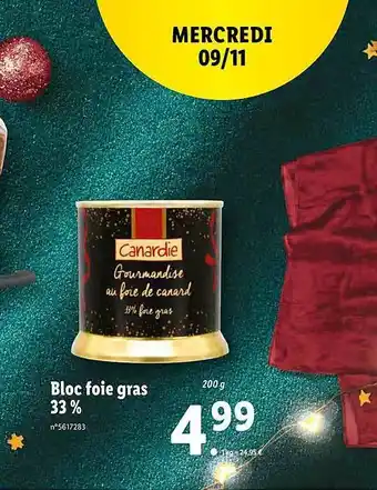Lidl Bloc foie gras 33% canardie offre