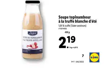 Lidl Soupe topinambour à la truffe blanche d'été deluxe offre