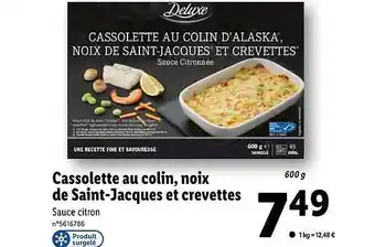 Lidl Cassolette au colin, noix de saint-jacques et crevettes deluxe offre