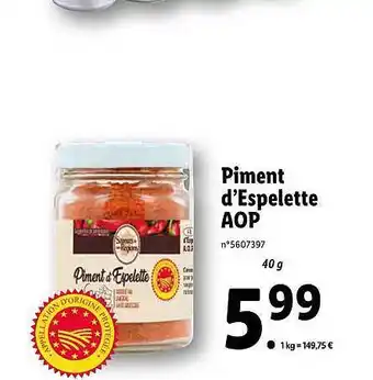 Lidl Piment d'espelette aop offre