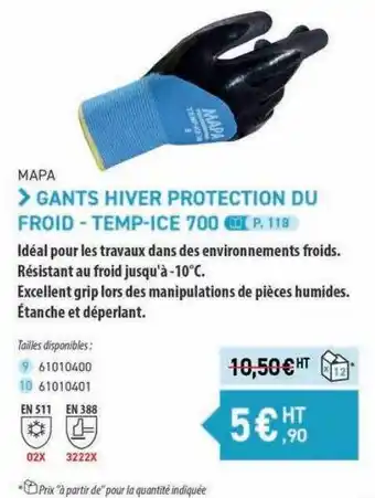 Loxam Gants hiver protection du froid - temp-ice 700 mapa offre