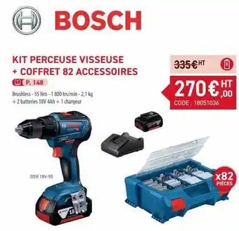 Loxam Kit perceuse visseuse + coffret 82 accessoires bosch offre