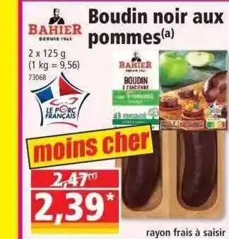 Norma Boudin noir aux pommes bahier offre