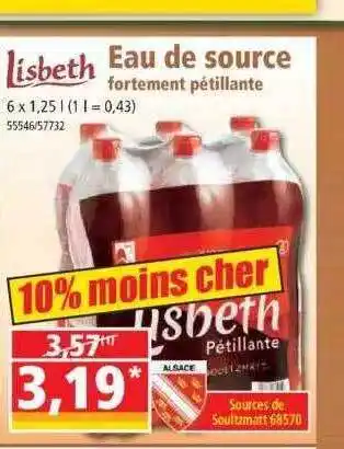 Norma Eau de source fortement pétillante lisbeth offre