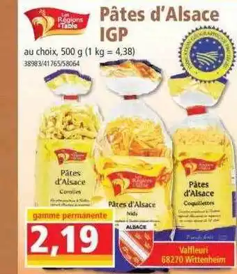 Norma Pâtes d'alsace igp les régions à table offre