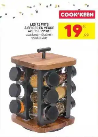 Stokomani Les 12 pots à épices en verre avec support cook'keen offre