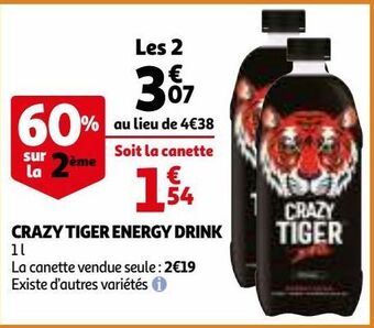 Auchan Crazy tiger energy drink offre