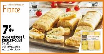 Auchan 3 mini préfous à l'huile d'olive offre