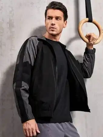 SheIn Homme veste de sport à lettres contrastant manches raglan offre