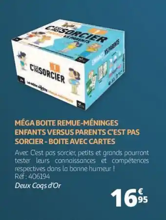 Auchan Méga boite remue-méninges enfants versus parents c'est pas sorcier - boite avec cartes offre