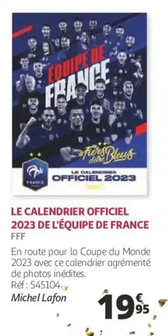 Auchan Le calendrier officiel 2023 de l'équipe de france offre