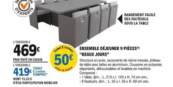 E.Leclerc Brico Ensemble Déjeuner 9 Pièces "beaux Jours" offre