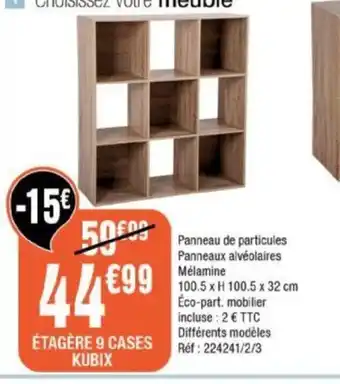 La Foir'Fouille Étagère 9 Cases Kubix offre