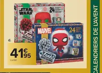 Carrefour Calendrier de l'Avent Star Wars ou Marvel Funko Pop offre